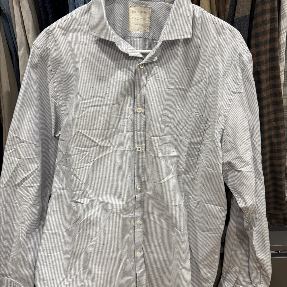 Billy Reid Gray Striped Casual Shirt